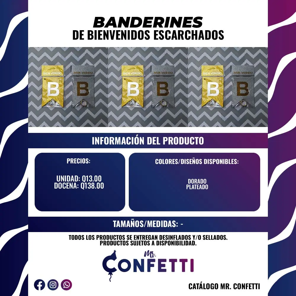 Banderín Bienvenidos Escarchado