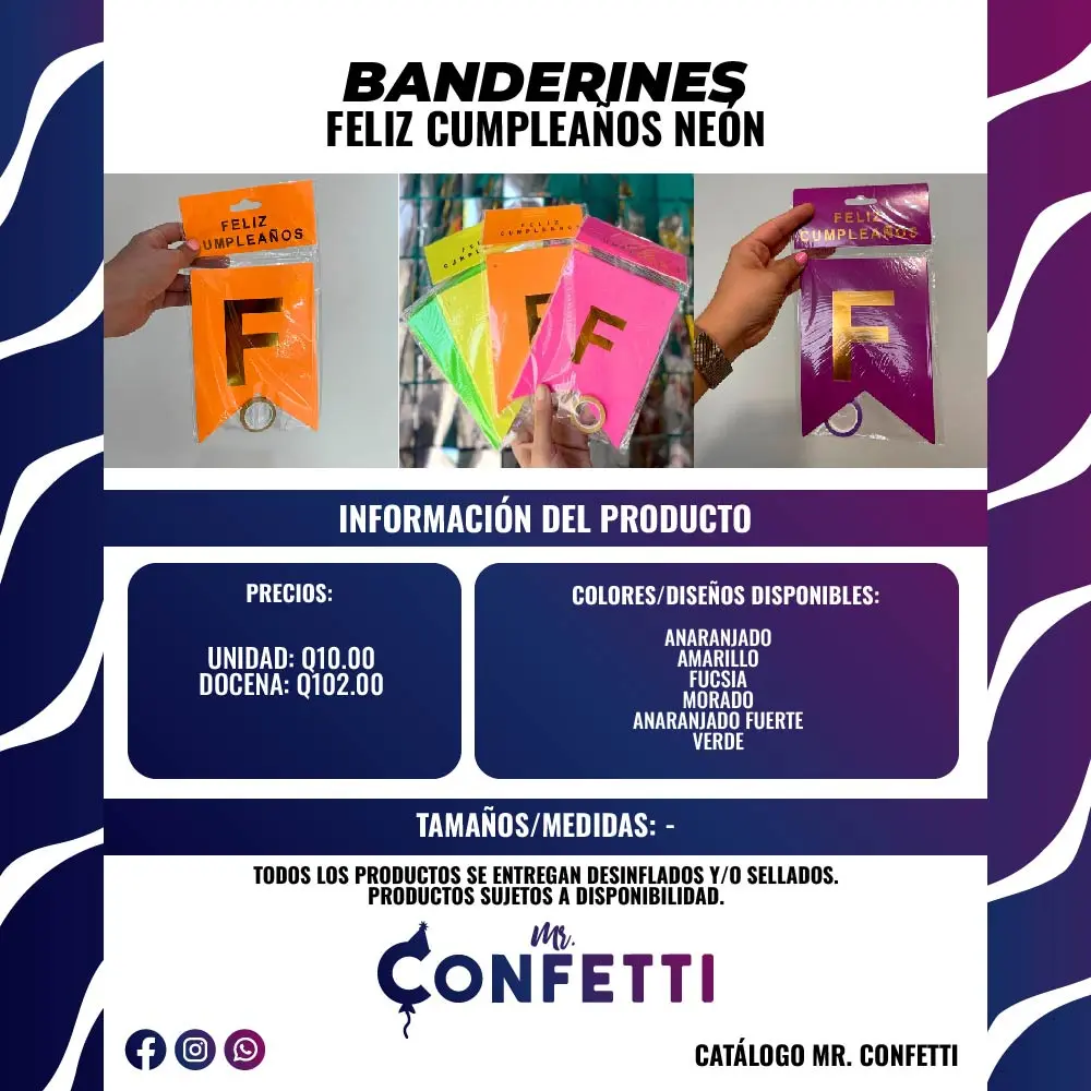 Banderín Feliz Cumpleaños Neón