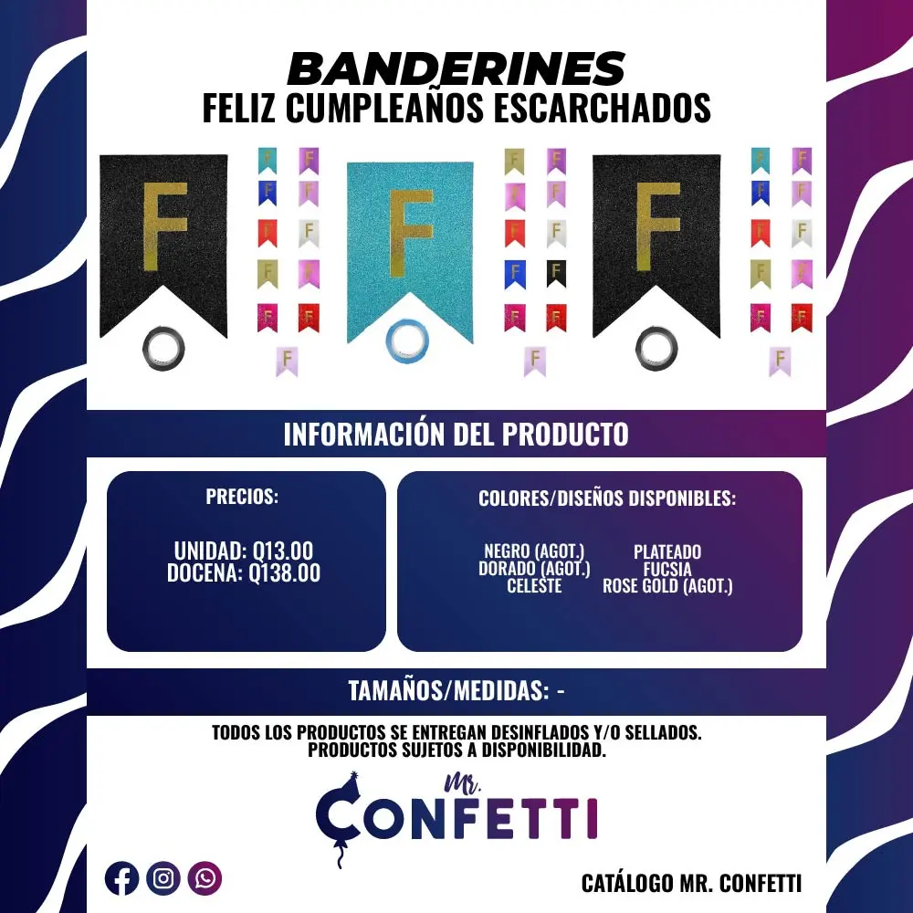 Banderín Feliz Cumpleaños Escarchado