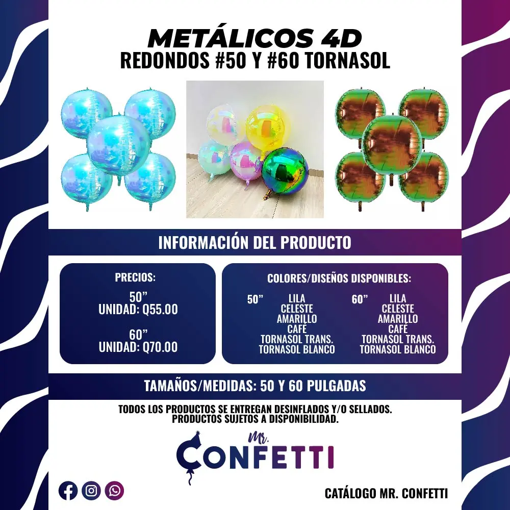 Metálicos 4D Redondos #50 y #60 Tornasol