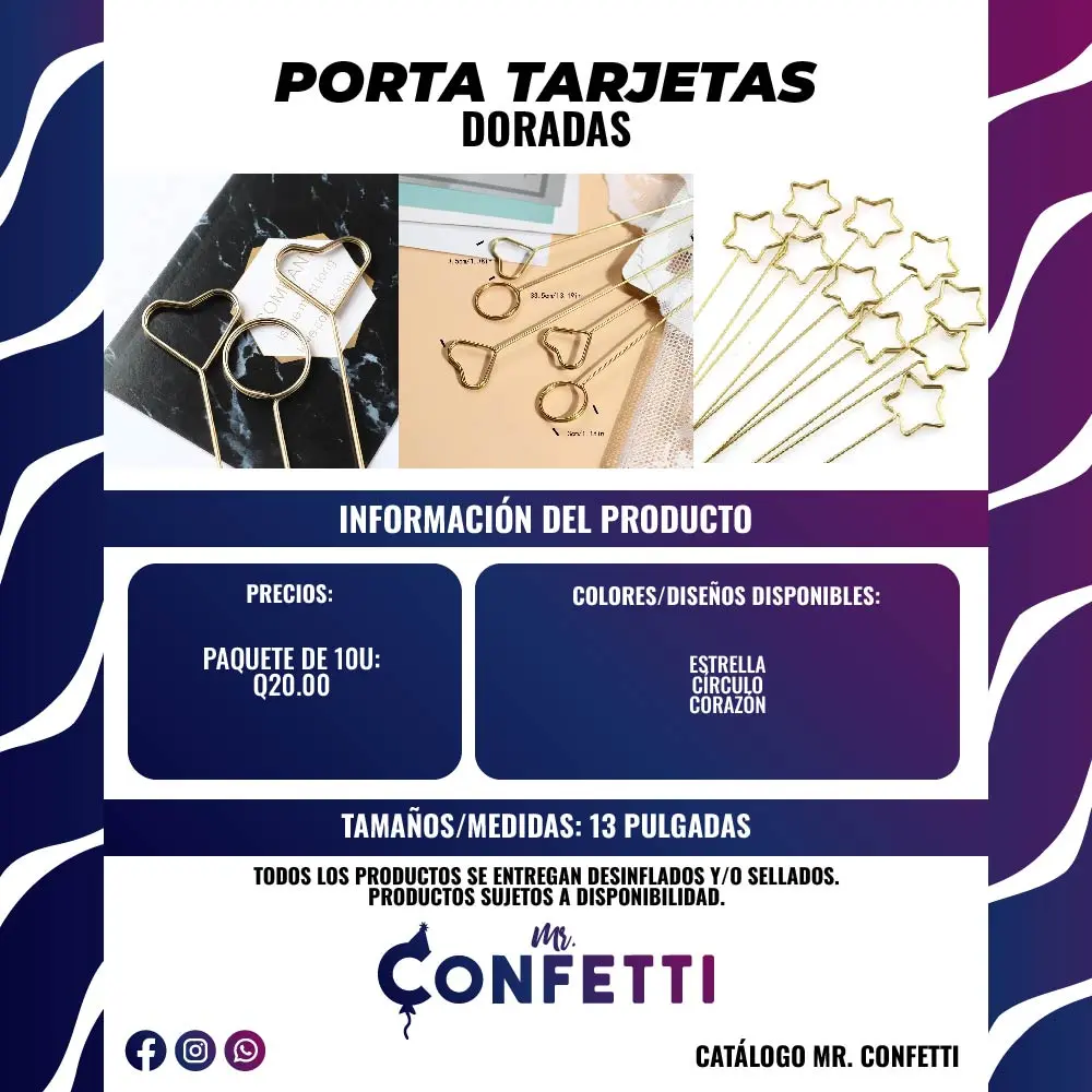 Portatarjetas Metálicas Doradas