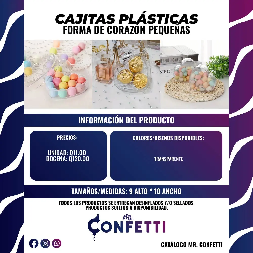 Cajitas Plásticas de Corazón pequeñas