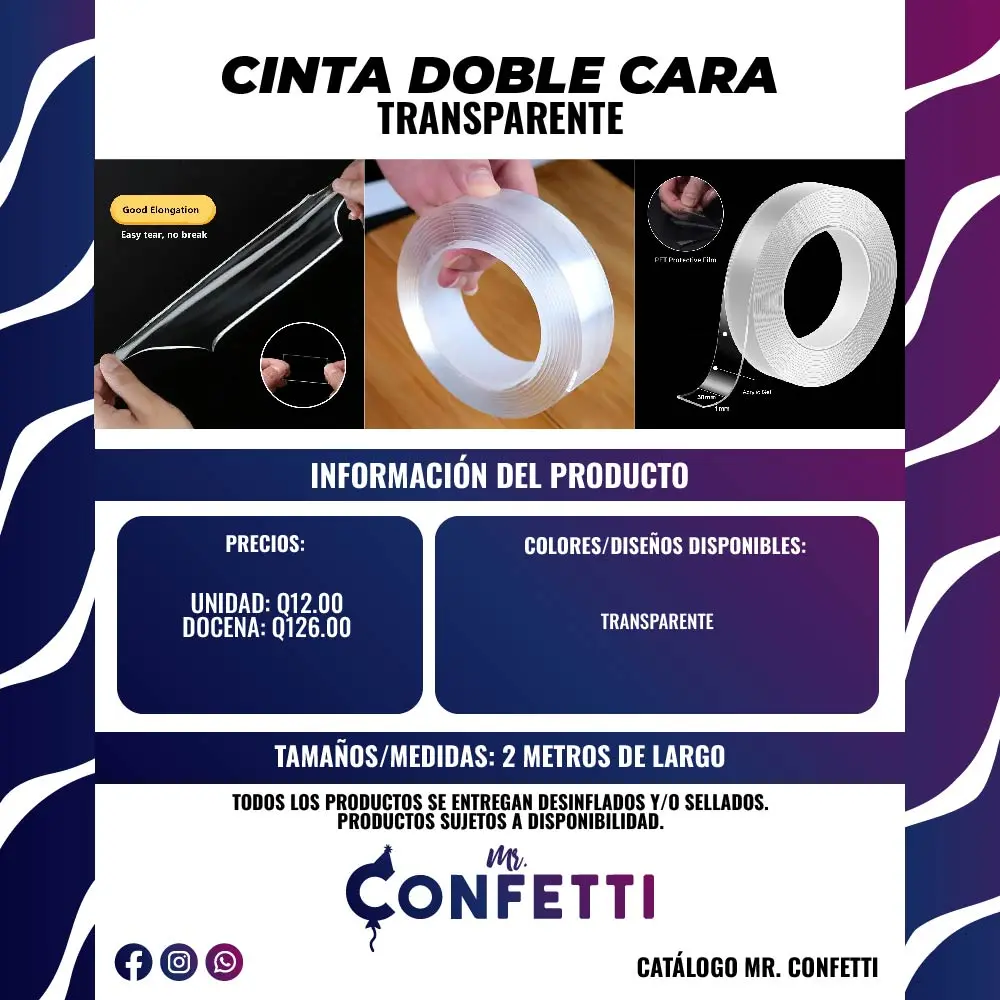 Cinta doble cara Transparente