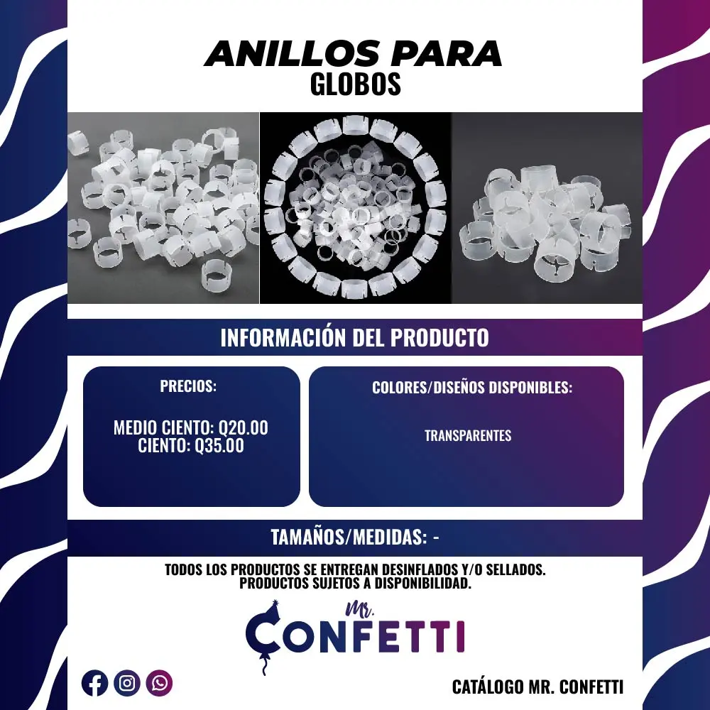 Anillos para Globos plásticos