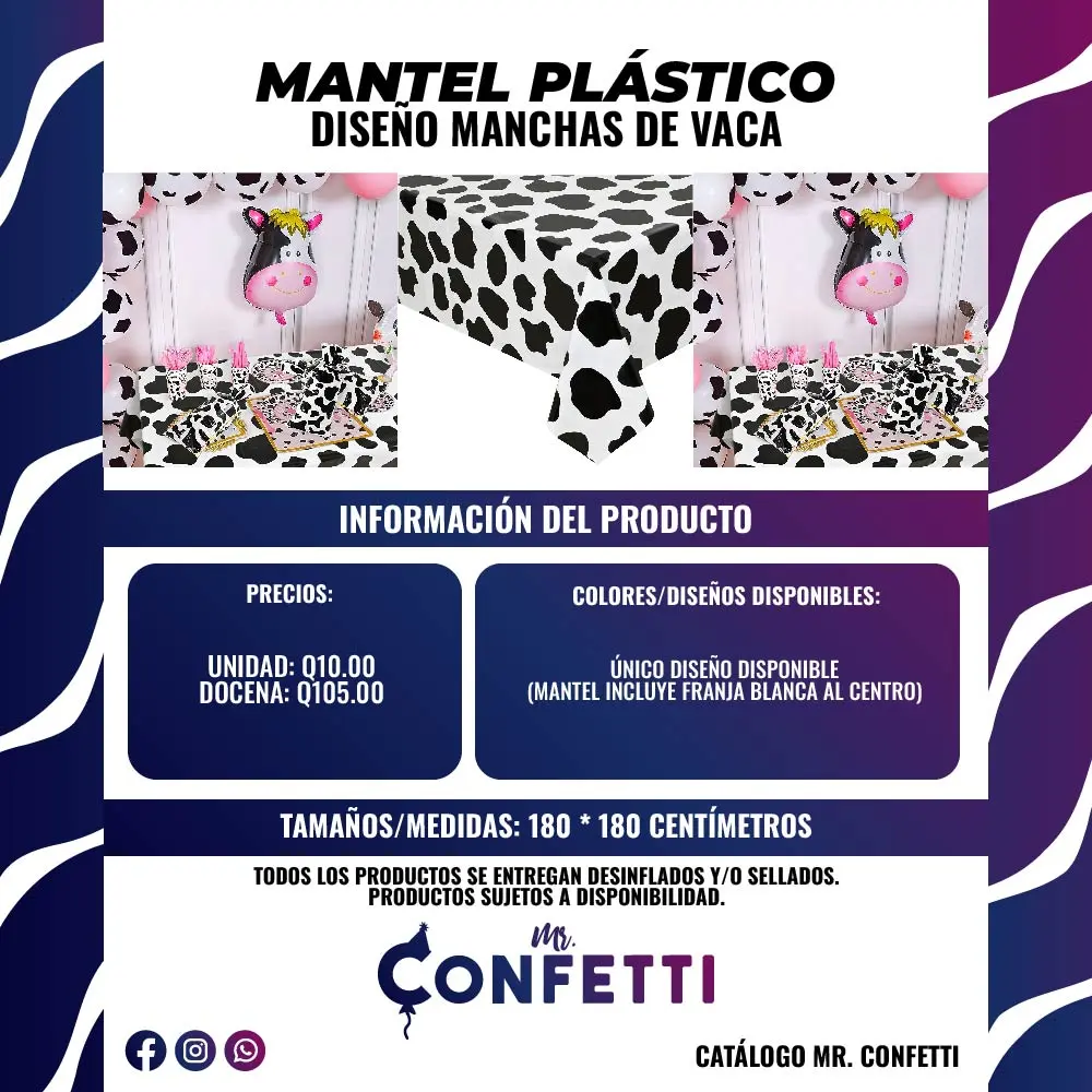 Mantel Plástico Manchas de Vaca