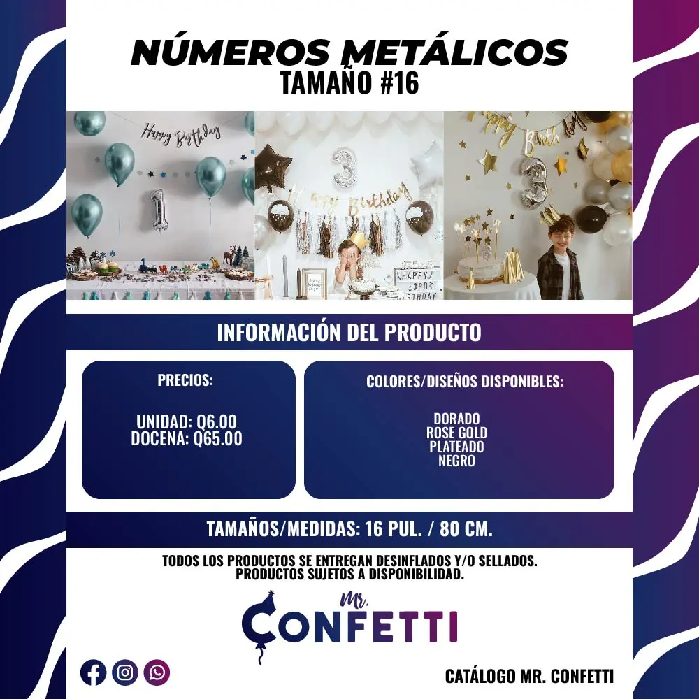 Números Metálicos de 16 pulgadas