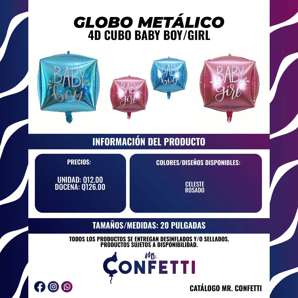 Metálicos 4D Cubo Baby Boy/Girl