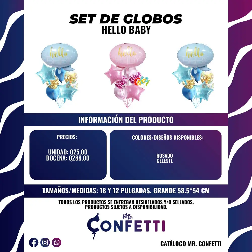 Set de Globos Hello Baby (AGOTADOS)