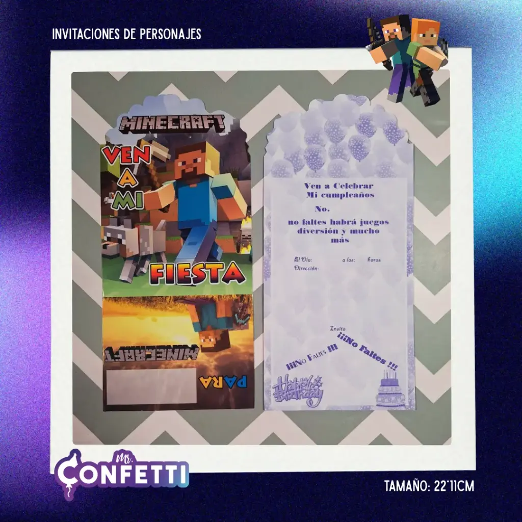 Invitación de personajes 10U Minecraft