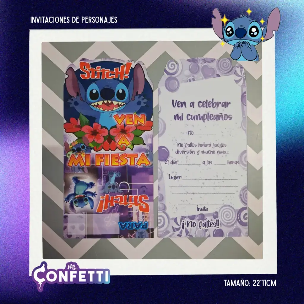 Invitación de personajes 10U Stich