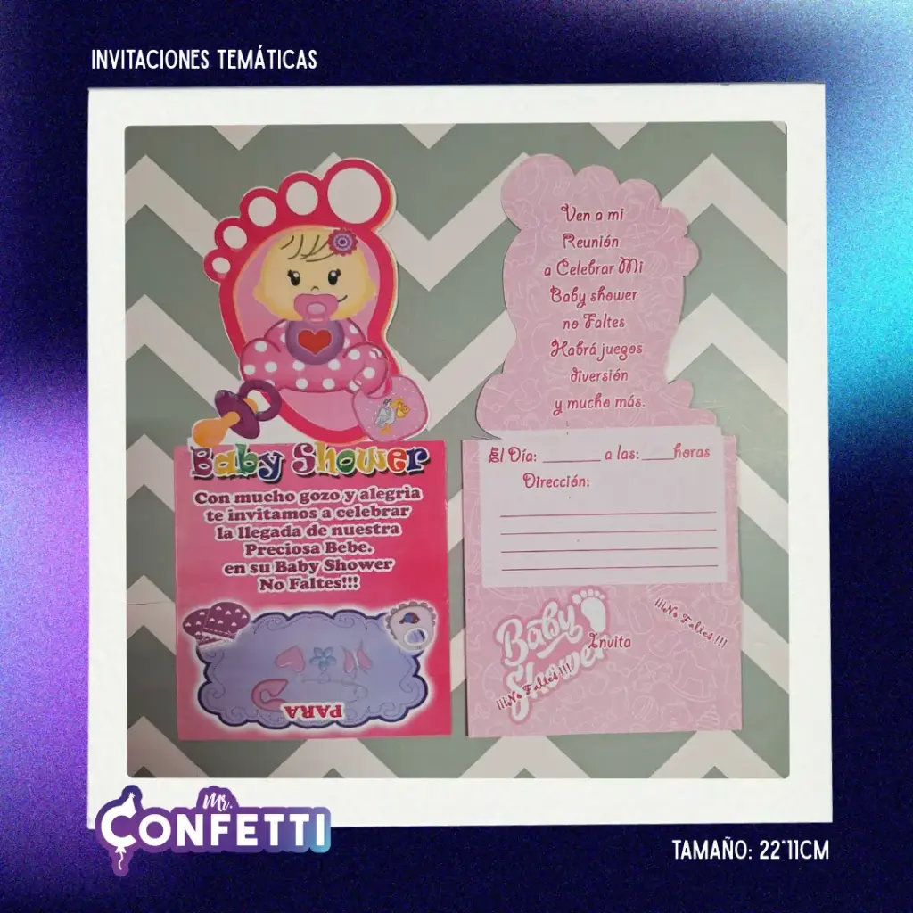 Invitación Temática 10U Baby Showewr Piecito Rosado