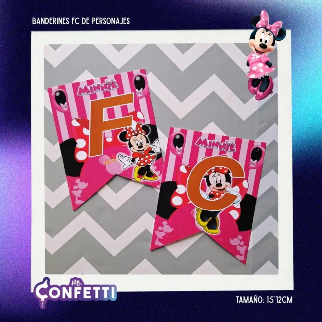 Banderín de Feliz Cumpleaños Personaje Minnie Mouse