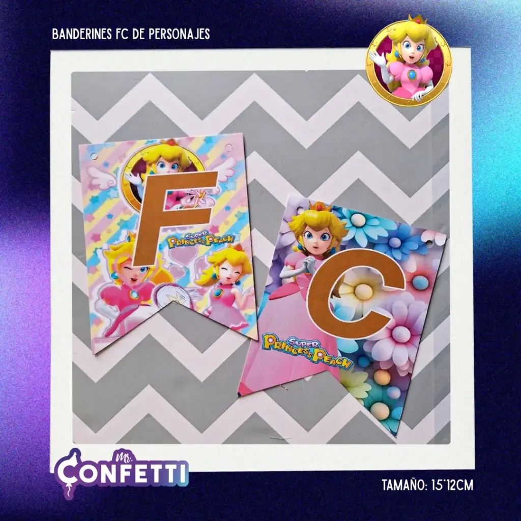 Banderín de Feliz Cumpleaños Personaje Princesa Peach