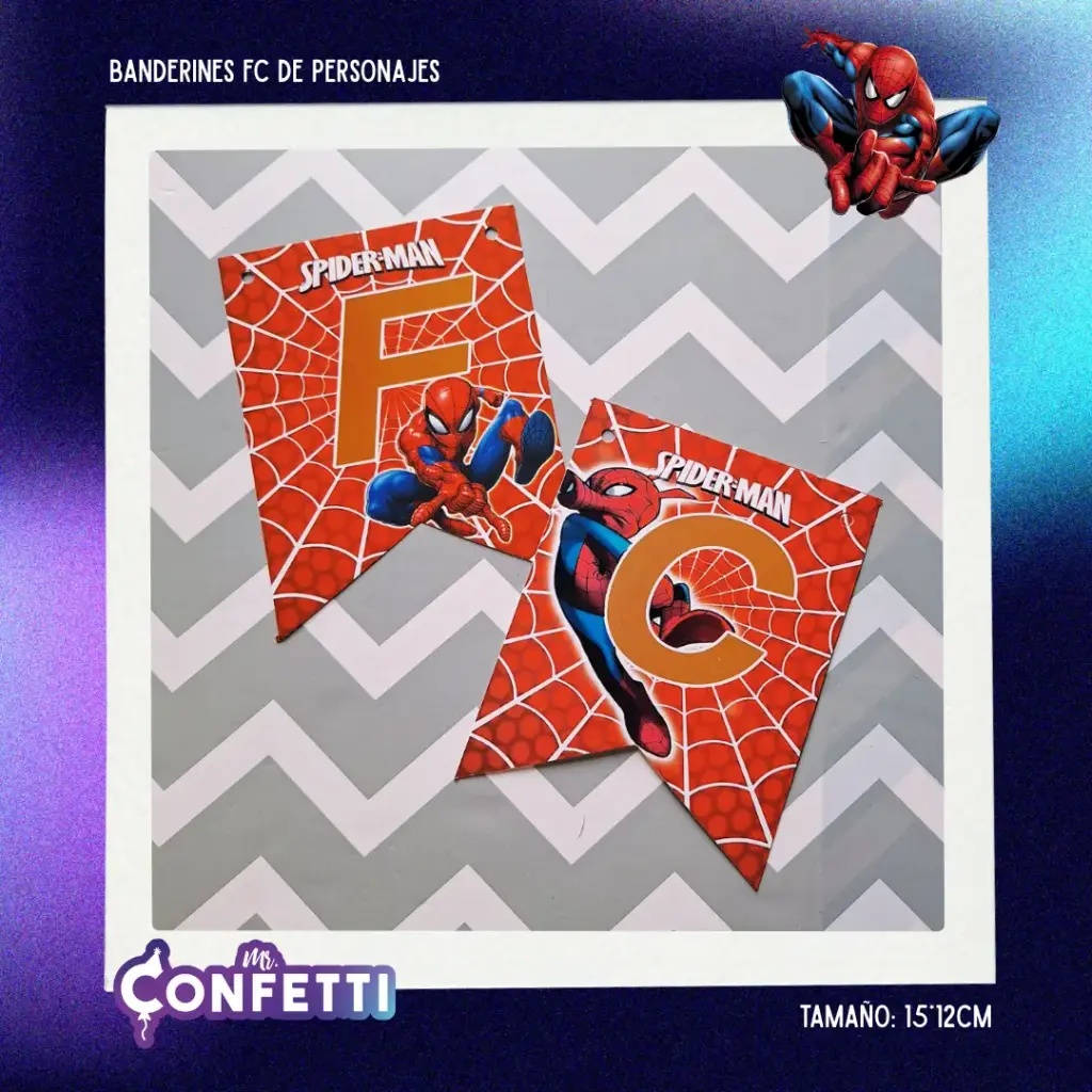 Banderín de Feliz Cumpleaños Personaje Spiderman