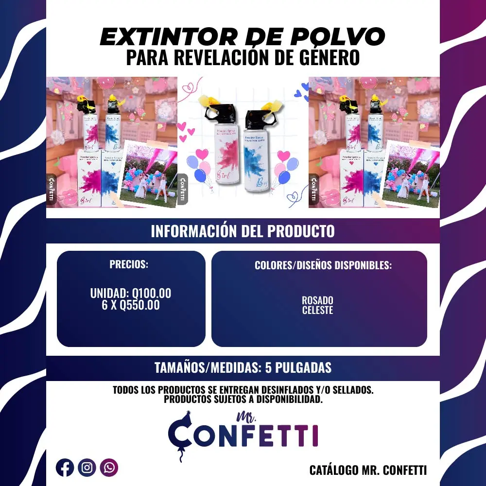 Extintor de Polvo para Revelación de Género 5"