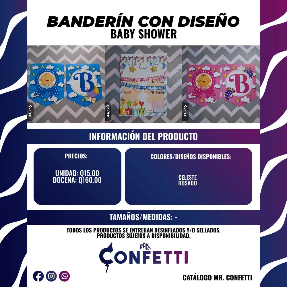 Banderín con diseño Baby Shower
