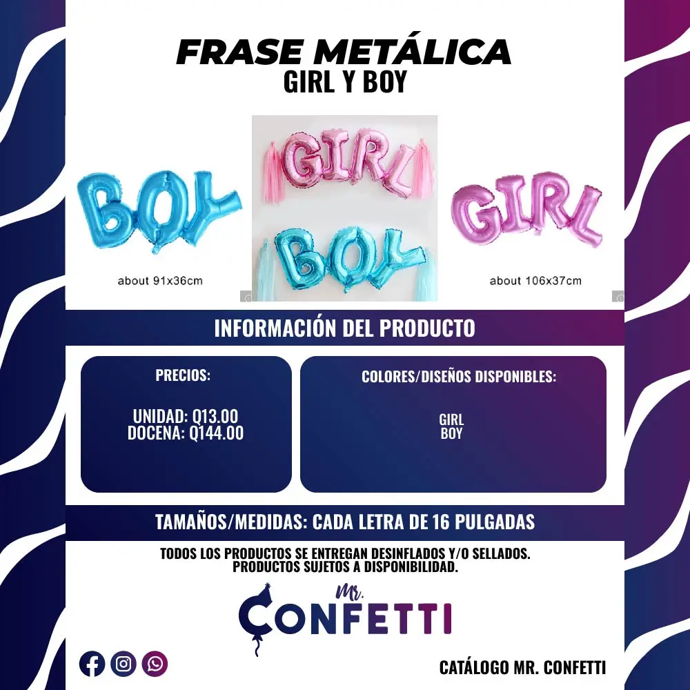 Frase Metálica GIRL/BOY