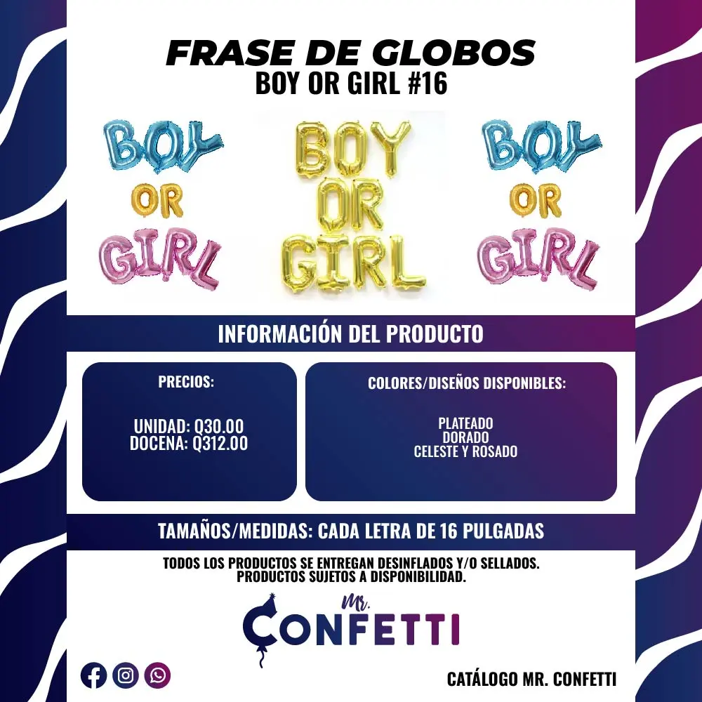 Frase Metálica BOY OR GIRL