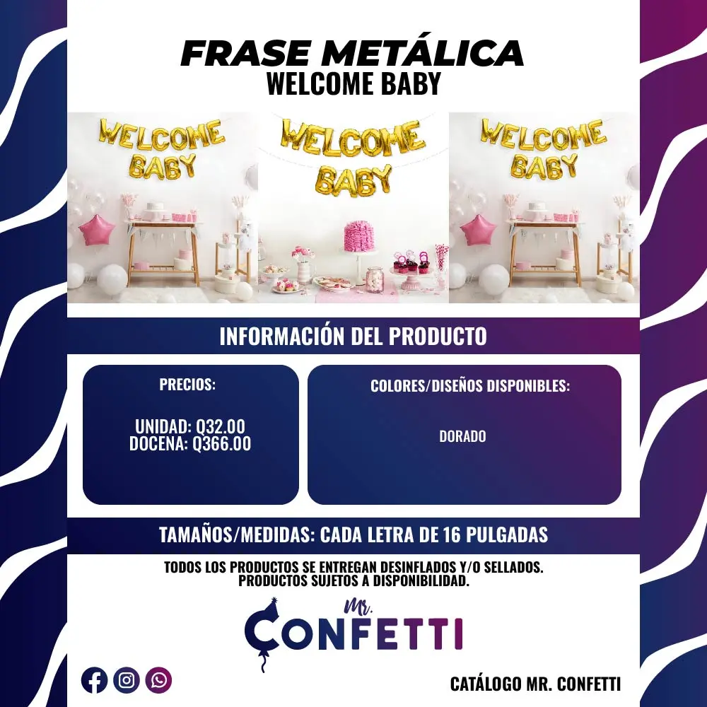 Frase Metálica Welcome Baby