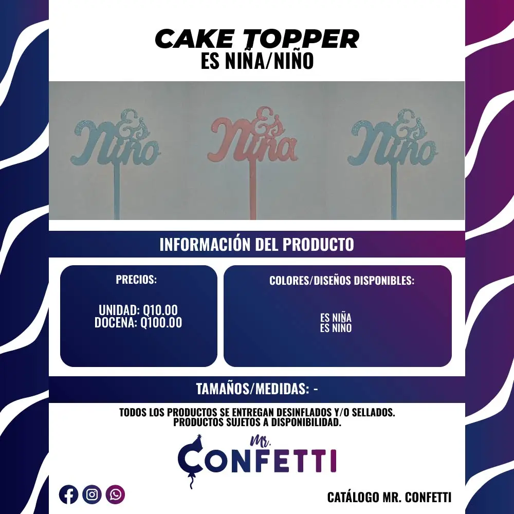Cake Topper Es Niña/Es Niño