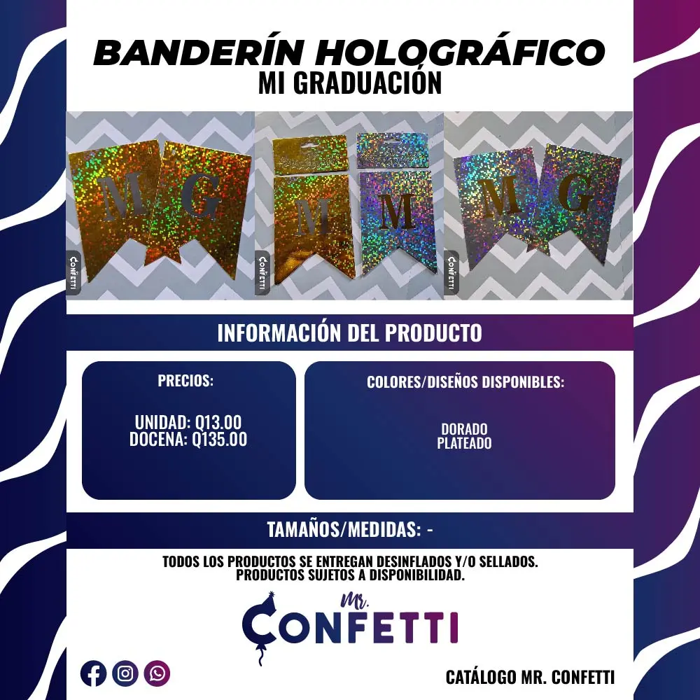 Banderín Holográfico Mi Graduación