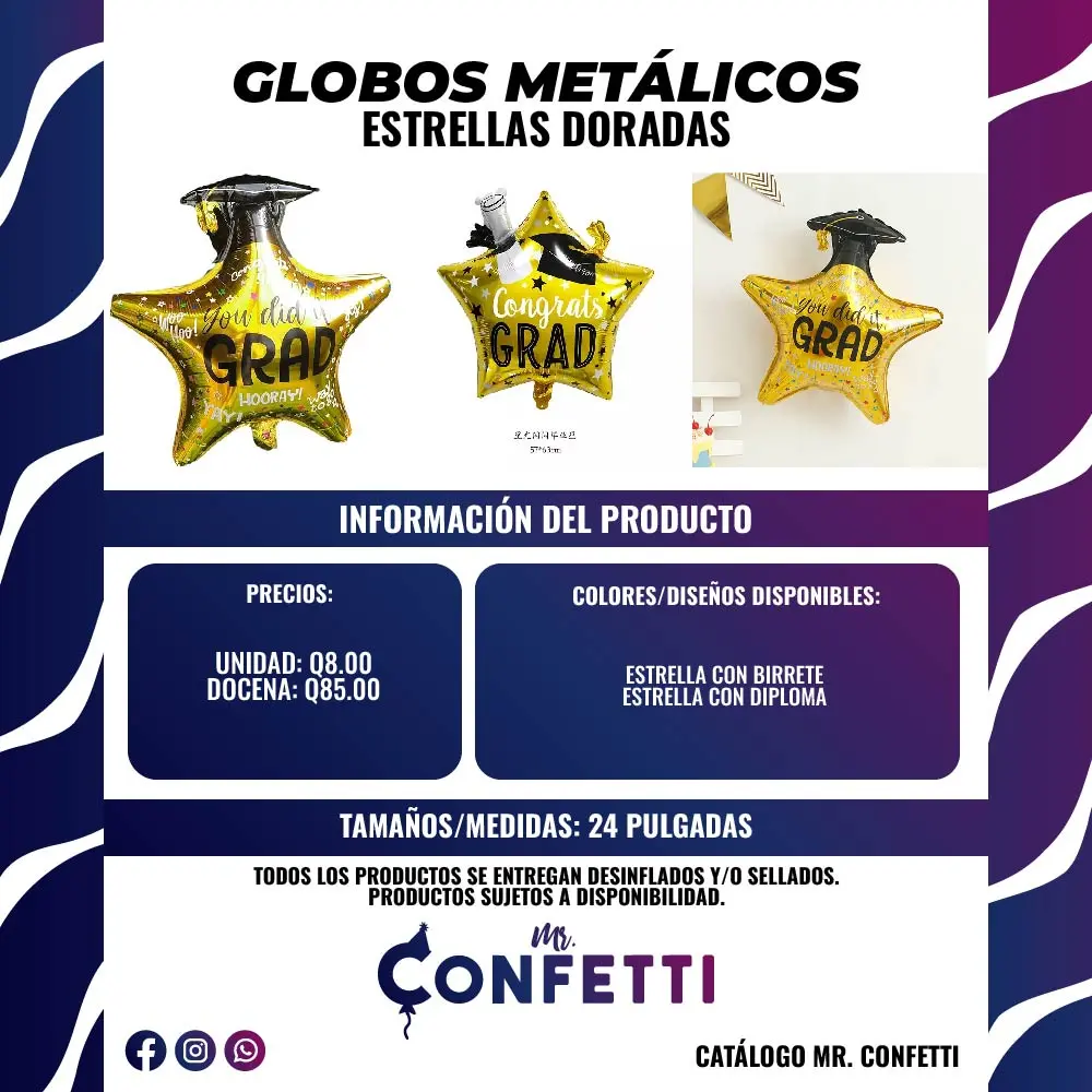 Metálicos de Estrellas Doradas Graduación