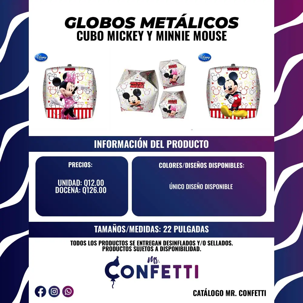 Metálicos 4D Cubo Mickey y Minnie Mouse