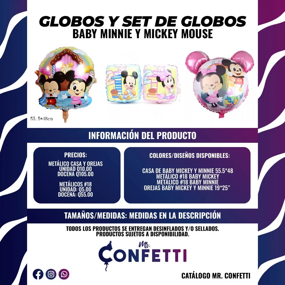 Metálicos Baby Mickey y Minnie mouse