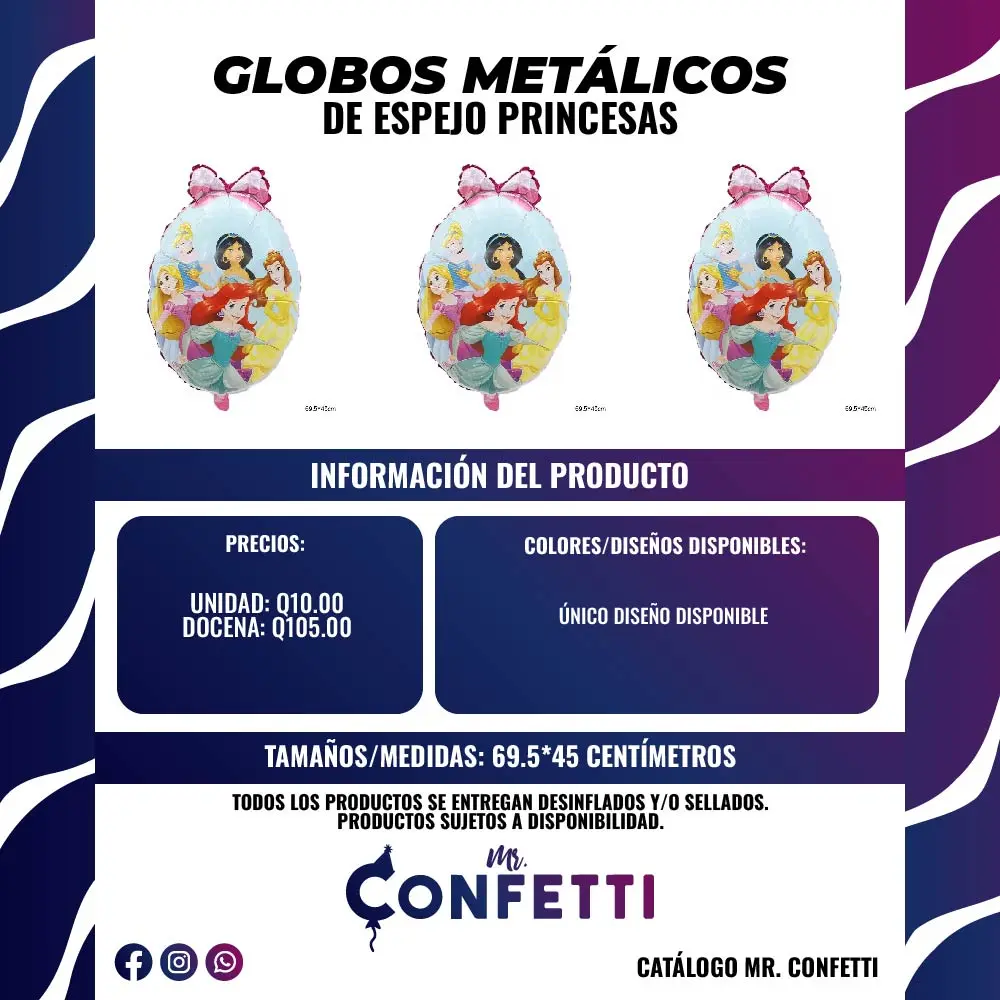 Metálico de Espejo de Princesas