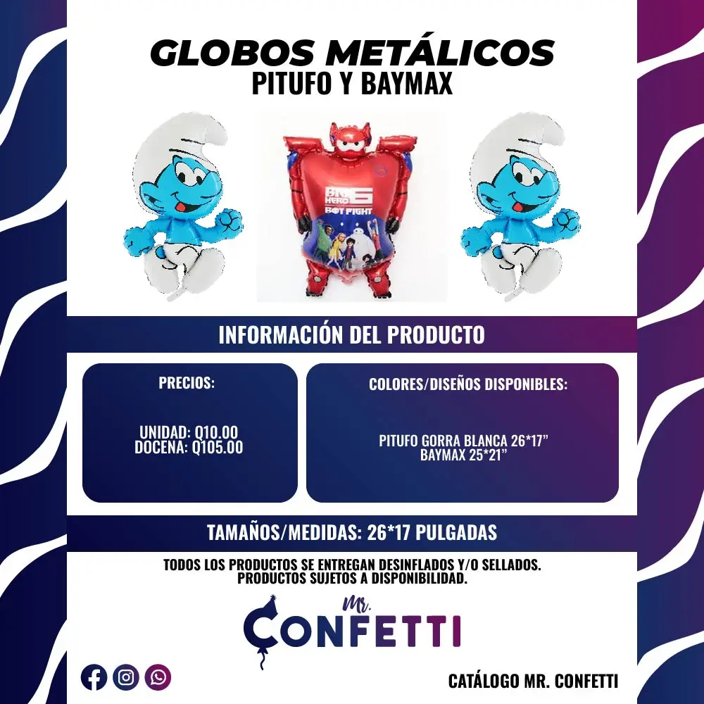 Metálicos de Pitufo y Baymax