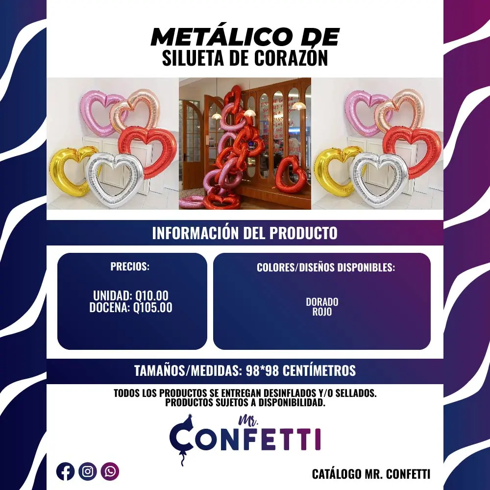 Metálicos de Silueta de Corazón