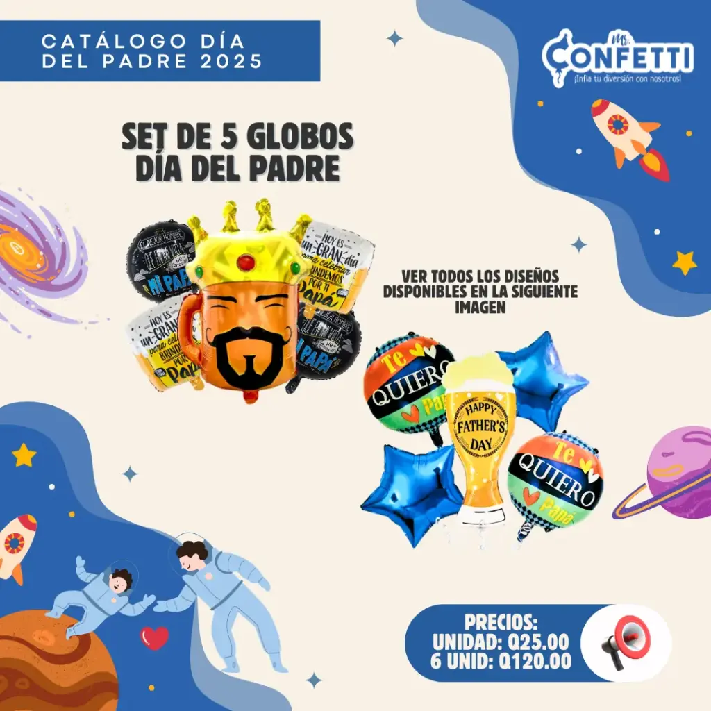 Set de 5 Globos Metálicos día del Padre