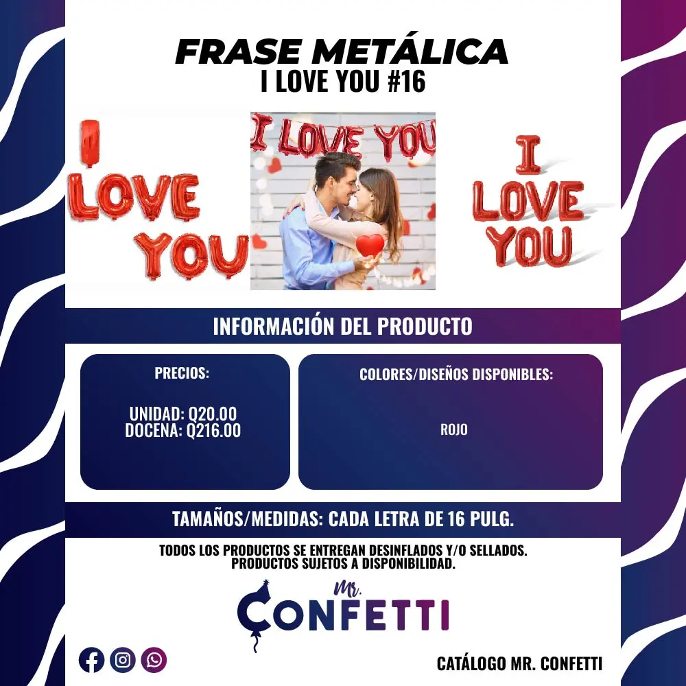 Frase Metálica I LOVE YOU