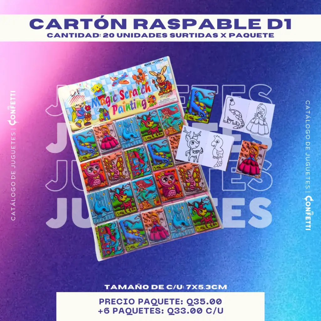 Cartón Raspable pequeño D1 20U.
