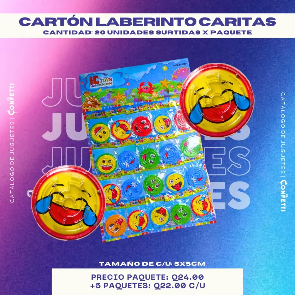 Cartón de Laberintos diseño Caritas 20U.