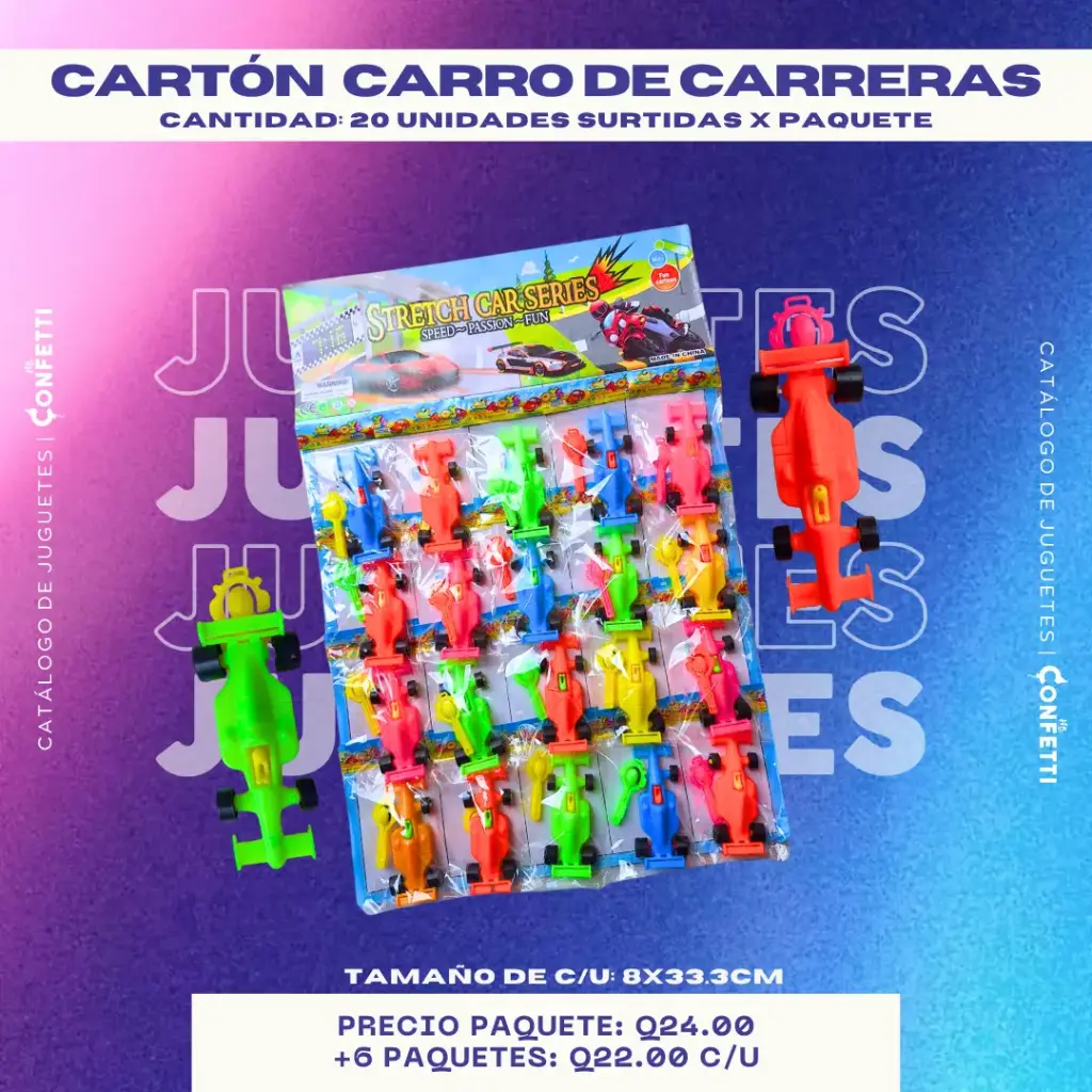 Cartón de Carros de Carreras 20U.
