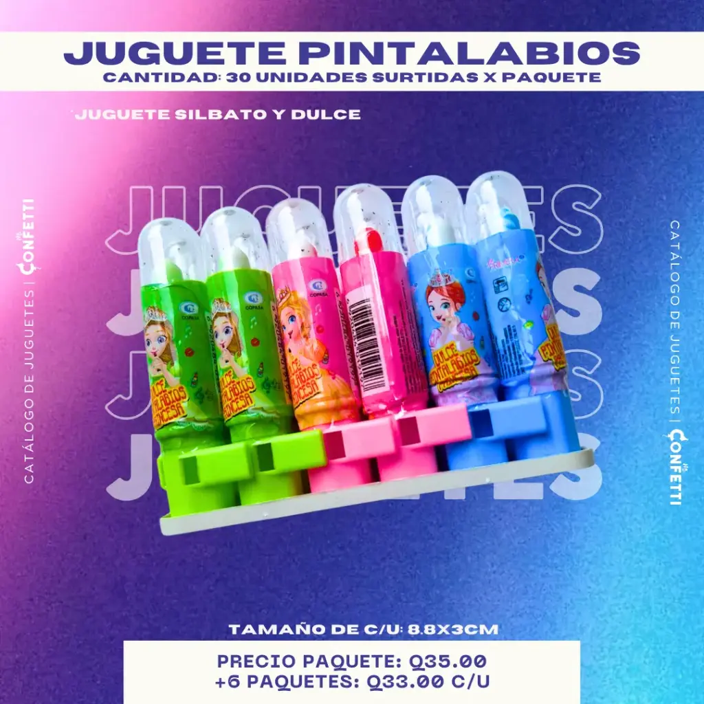 Juguete con dulce Pintalabios 30U.