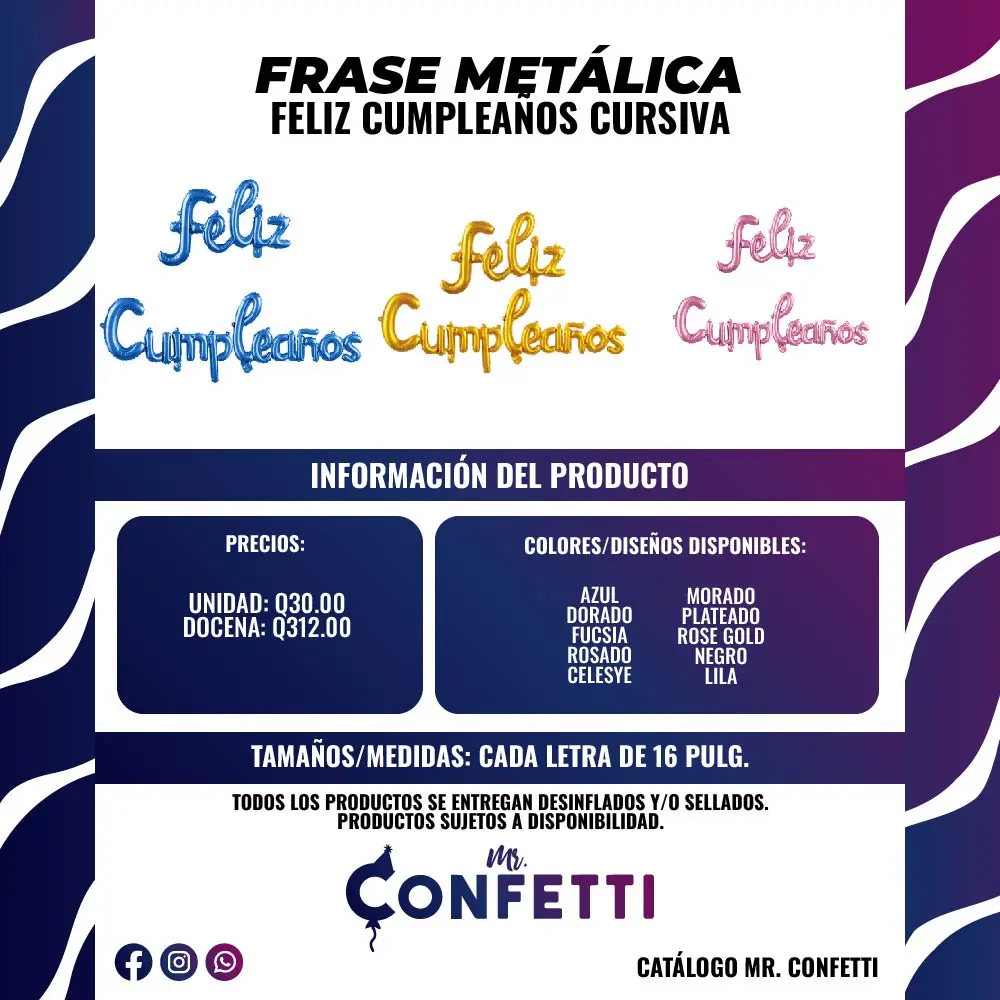 Frases Metálicas Feliz Cumpleaños Cursiva