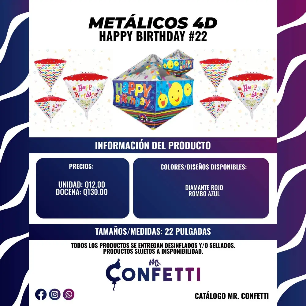 Metálicos 4D Happy Birthday #22