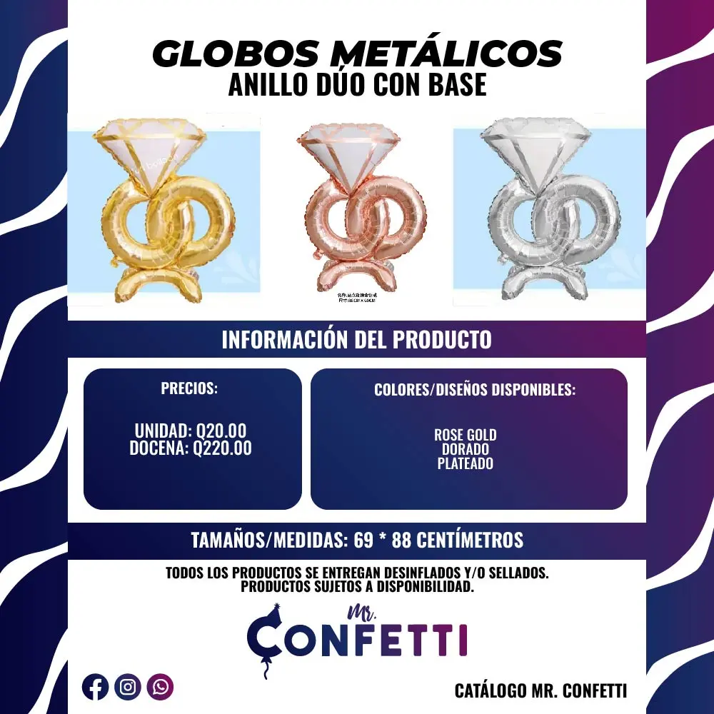 Metálicos de Anillos dúo con base