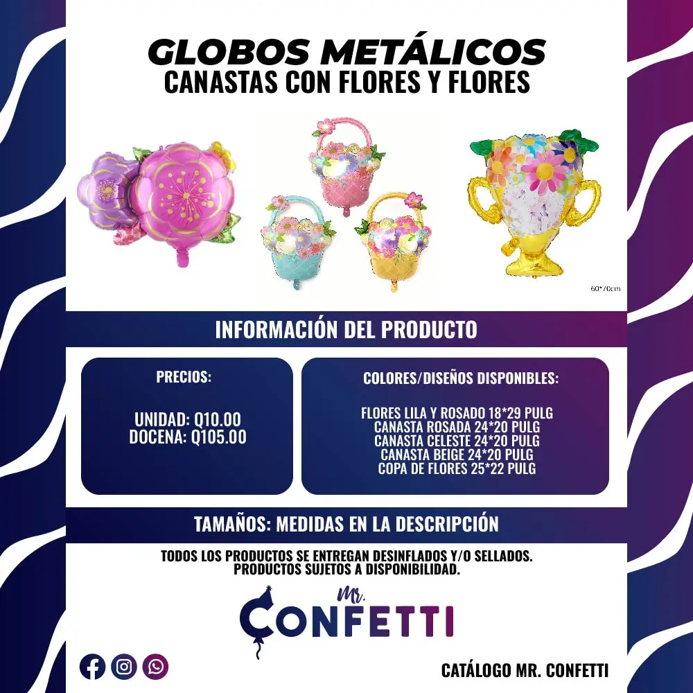 Metálicos de Canasta de Flores, Flores y Copa de flores