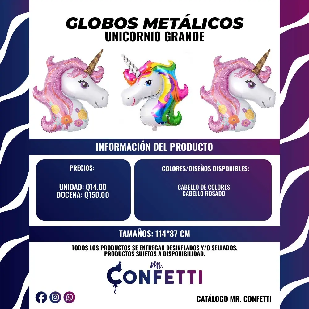 Metálicos de Unicornio Grande