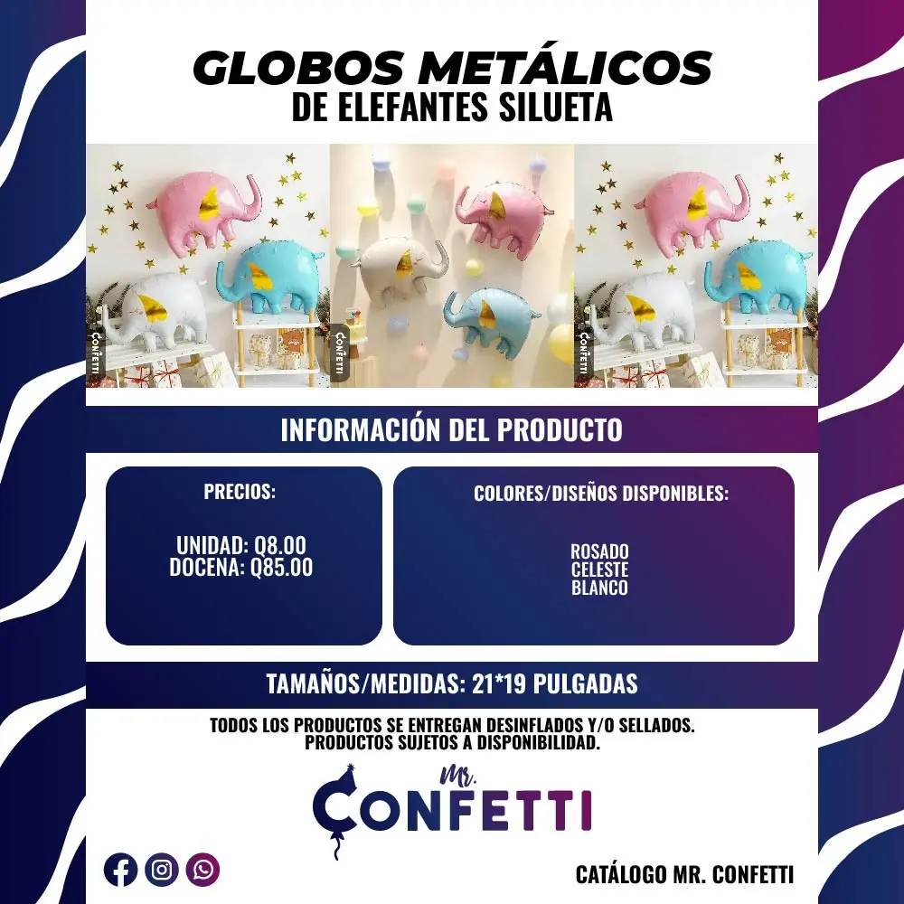 Metálicos Silueta de Elefantes
