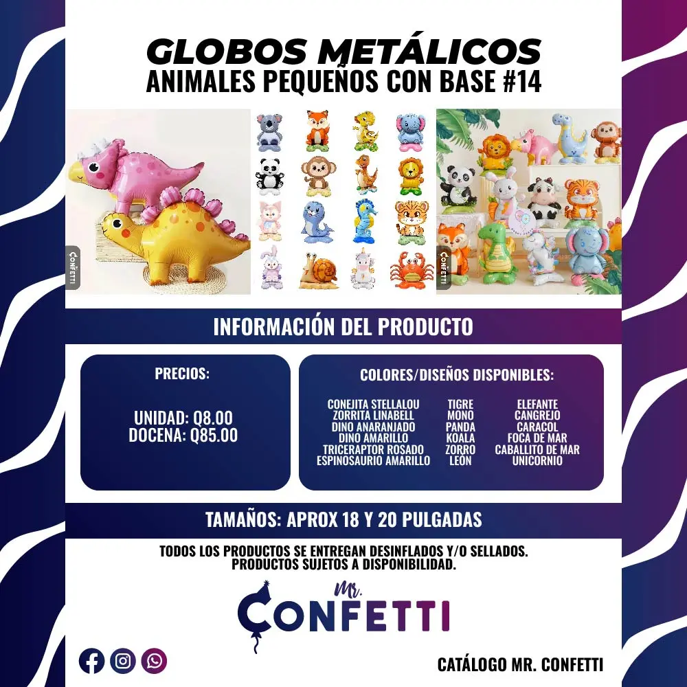 Metálicos de Animales con base #18 y #20