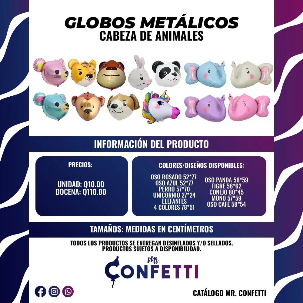 Metálicos de Cabeza de Animales 3D