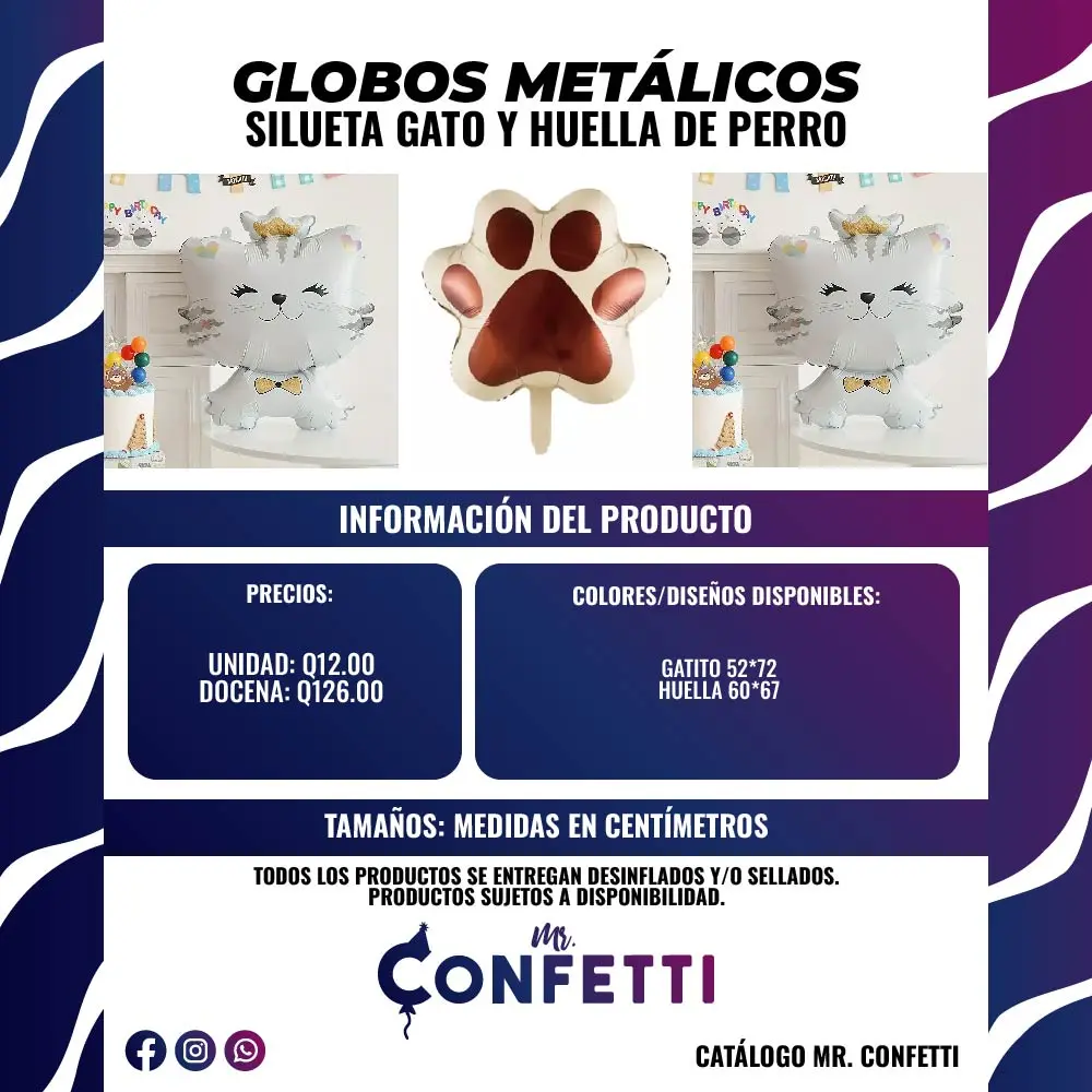Metálicos de Silueta de Gato y Huella