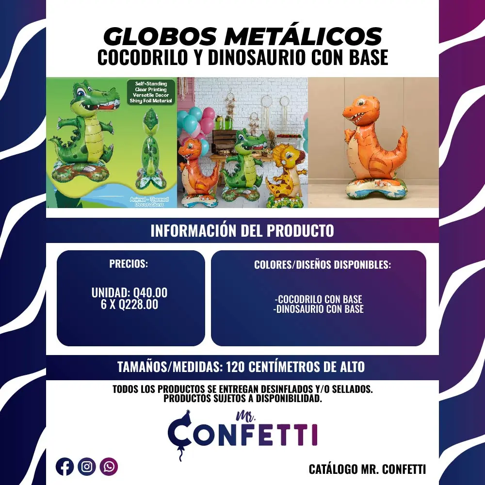 Metálicos de Cocodrilo y Dinosaurio con base