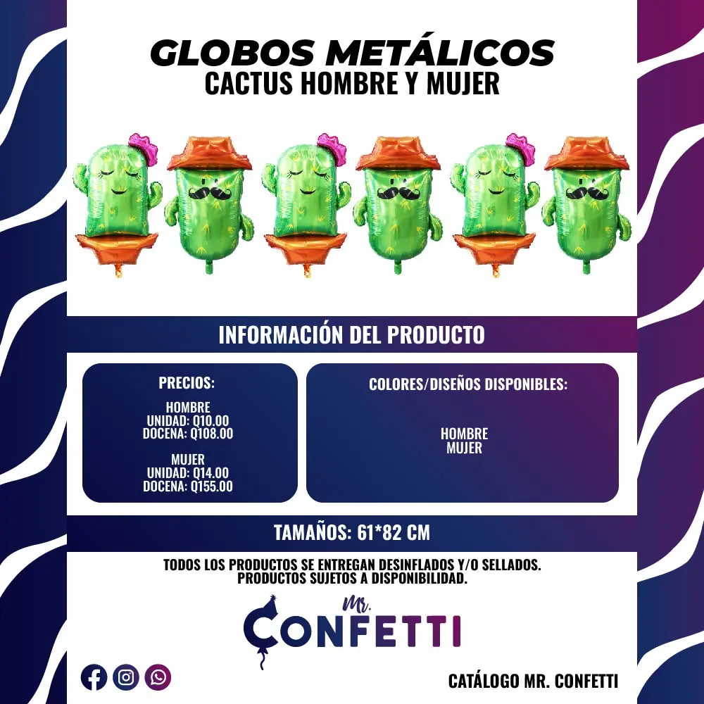 Metálicos de Cactus Hombre y Mujer