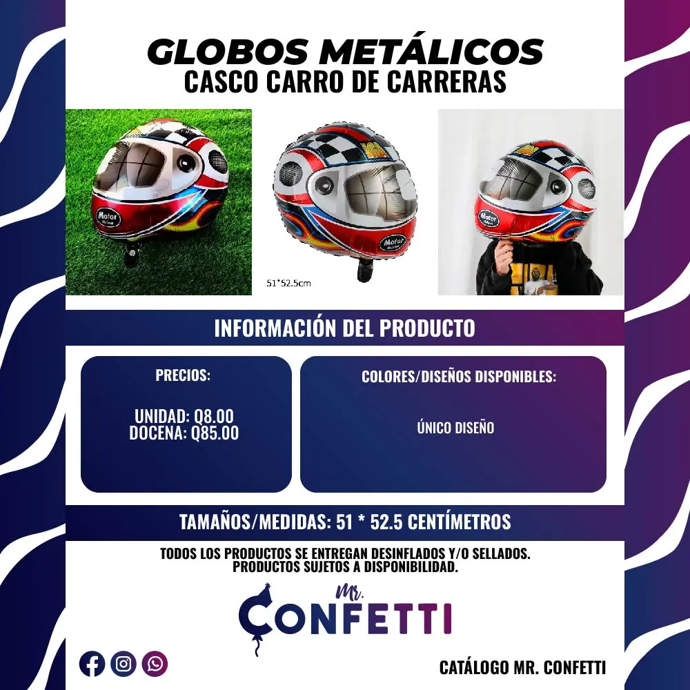 Metálicos Casco de Carreras