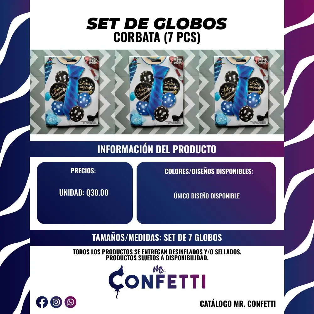 Set de 7 Globos Corbata